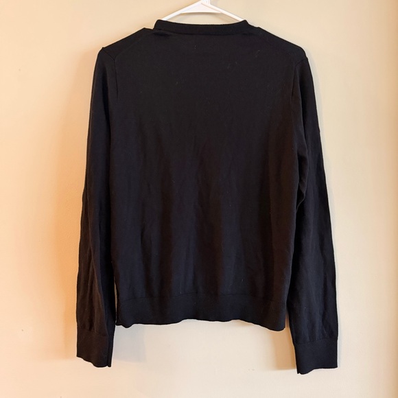 J.Crew Black Classic Cotton Preppy Minimalist Office Knit Cardigan Sweater Large - Picture 3 of 4
